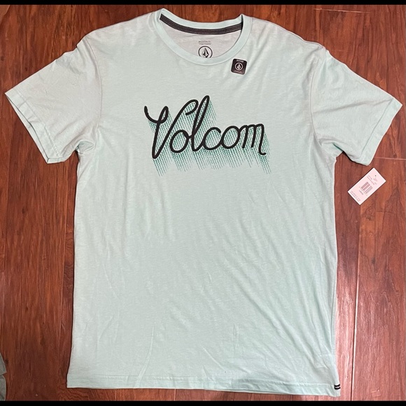 Volcom Crew Neck Mint Green with Black Logo T-Shirt - Picture 2 of 4